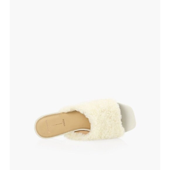 BLACK suede Studio "Adele" white shearling slide Sandal BNWT women NEW